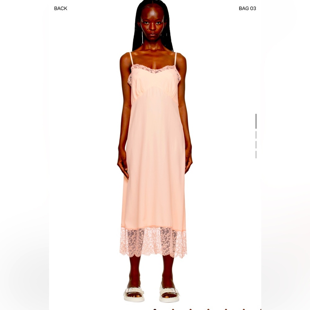 Simone Rocha pink silk scalloped slip midi dress size UK 10/ US 6